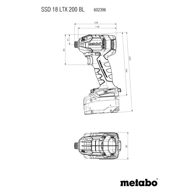 Metabo SSD 18 LTX 200 BL Cordless Impact Driver, 18V - photo 4