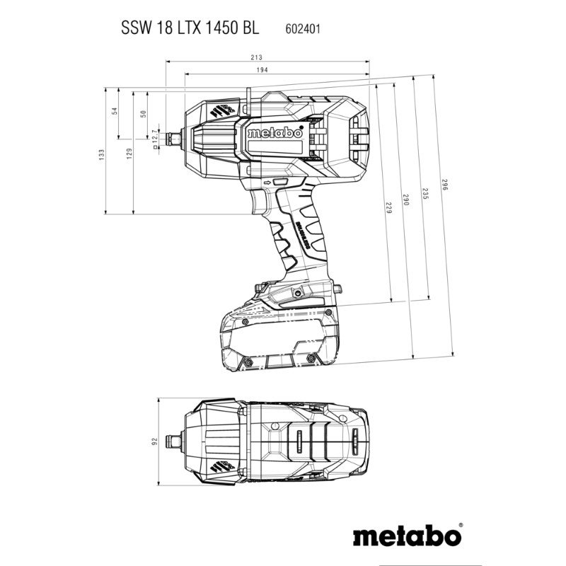Metabo SSW 18 LTX 1450 BL Cordless Impact Wrench, 18V - photo 4
