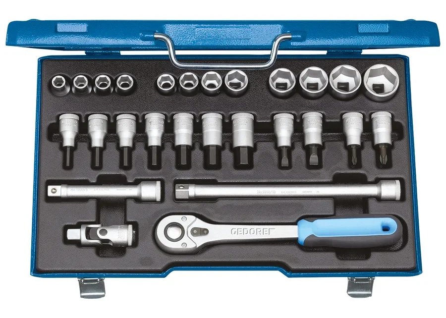 GEDORE 19 IMU-10 Socket wrench set 1/2", 27 pieces, hexagonal, 10-30 mm