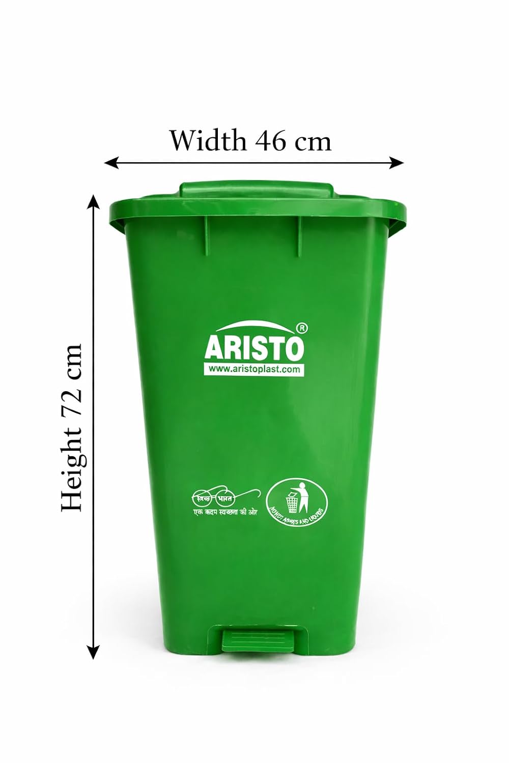 ARISTO Plastic Step-On Wheel Pedal Garbage Waste Dustbin 65 LTR (Green) - photo 2