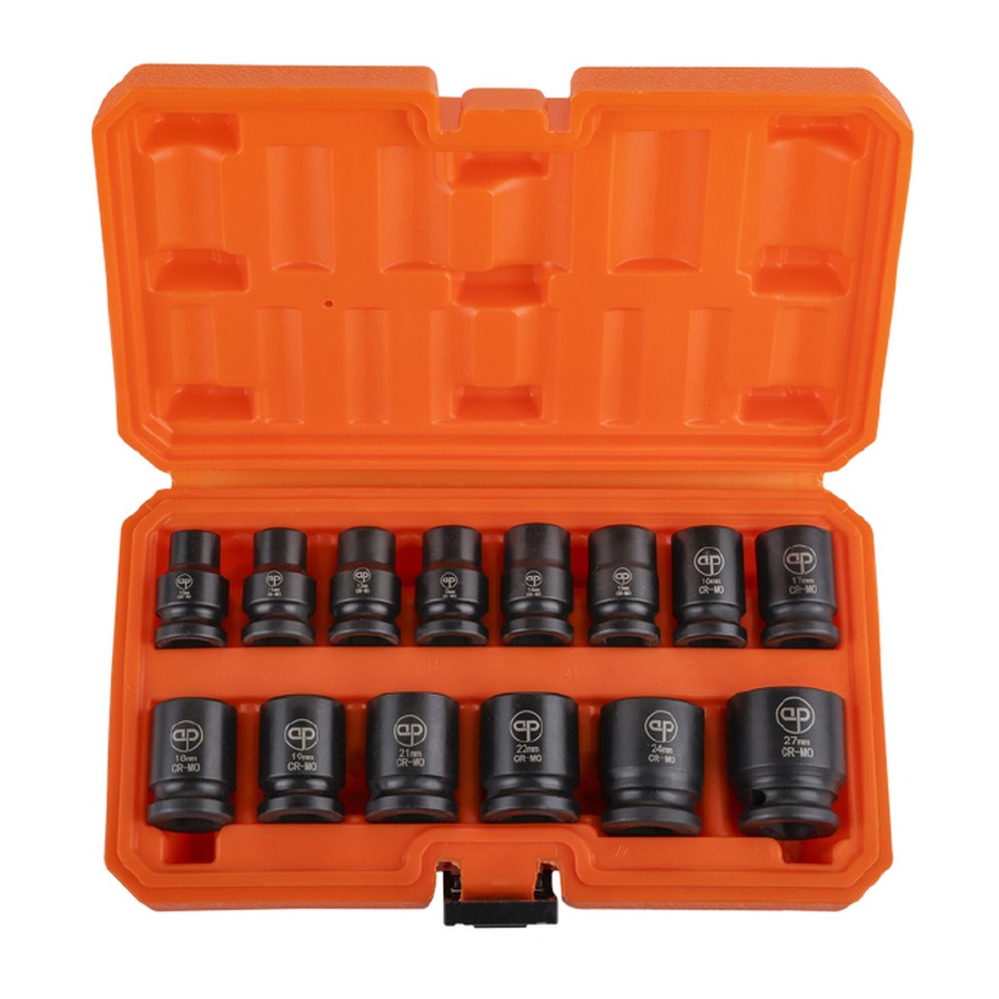 Arnova AP-IS 14 1/2 Inch Drive Impact Socket Kit, 14 Pcs, Cr-Mo, 38 mm Long