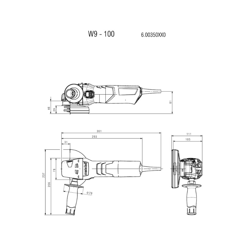Metabo W 9-100 Angle Grinder - photo 3