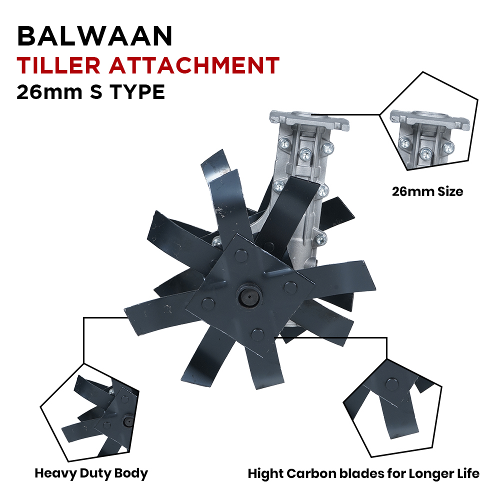 Balwaan 26mm S Type Tiller Attachment (11 Inch) - Silver - photo 3