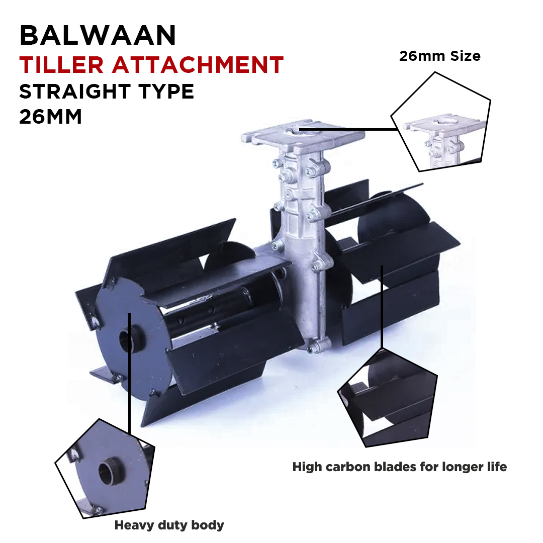 Balwaan 26mm Straight Type Tiller Attachment (14 inch) - Silver - photo 3