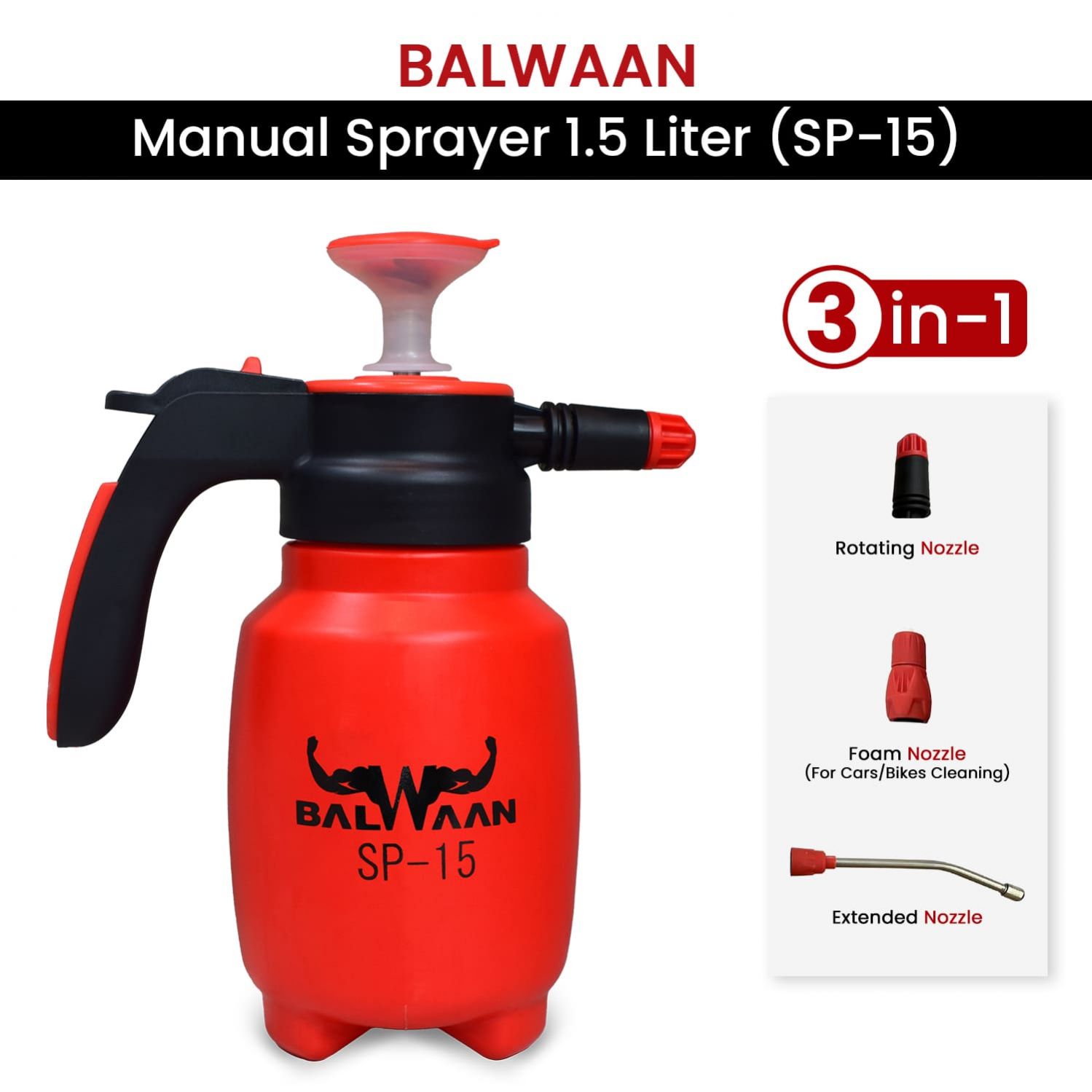 Balwaan 3 in 1 Manual Sprayer 1.5 Liters (SP-15) - photo 5