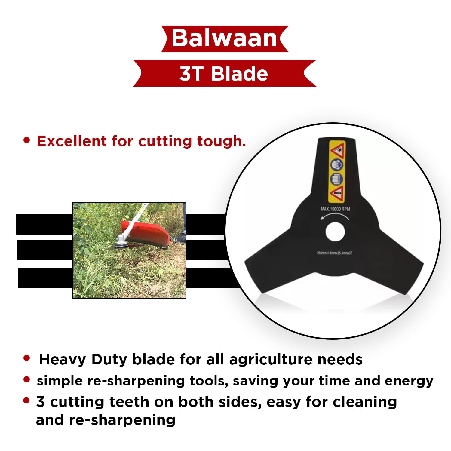 Balwaan 3 teeth Blade for Brush Cutter - photo 5