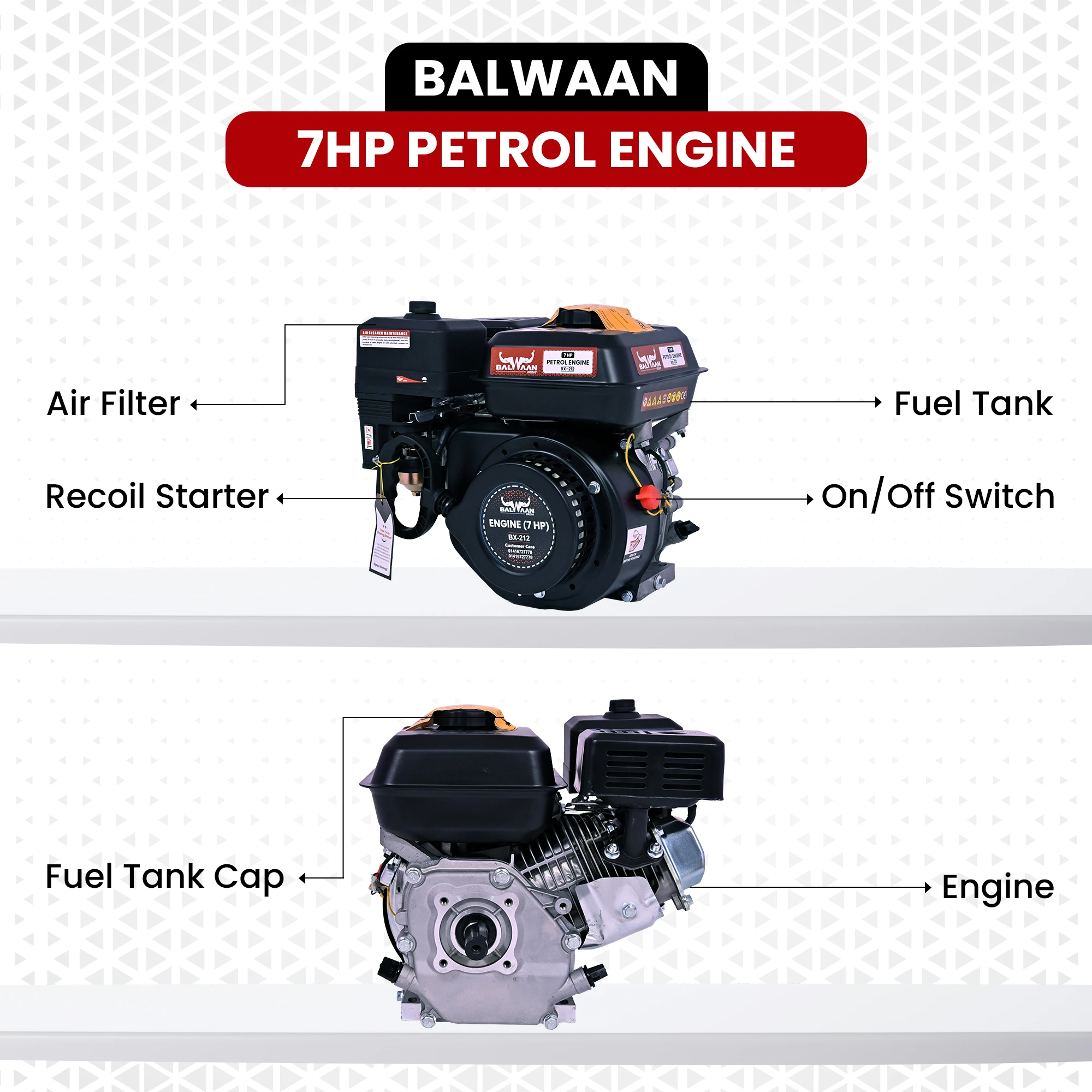 Balwaan 7 HP Bare Petrol Engine - BX-212 - photo 3