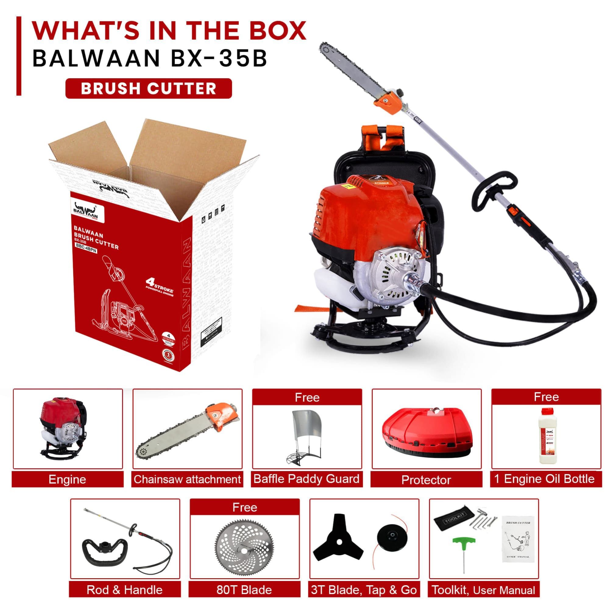 Balwaan Back Pack Crop Cutter with Chainsaw - 35cc - photo 6