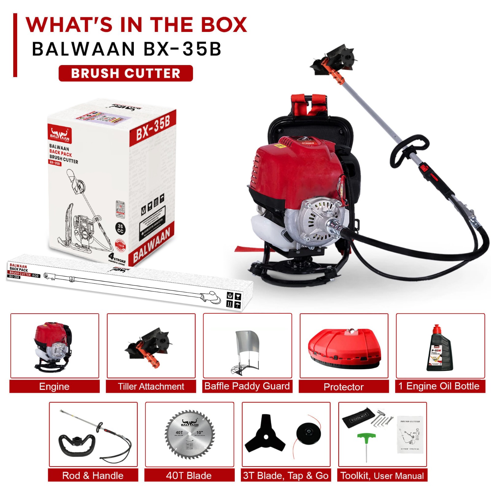 Balwaan Back Pack Crop Cutter with Tiller - 35cc - photo 6