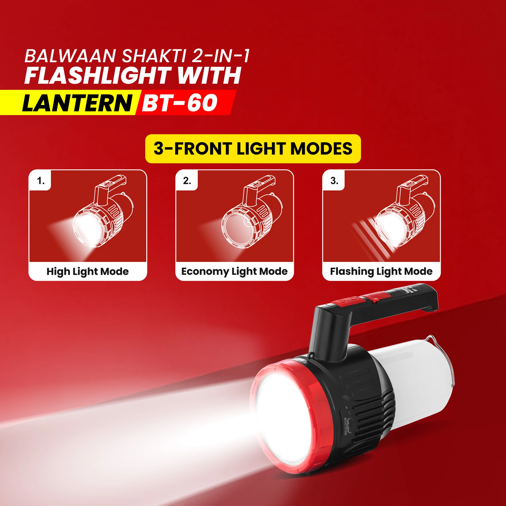 Balwaan BT-60 Rechargeable Torch - 2-in-1 LED 5Watt Torch & Lantern - photo 4