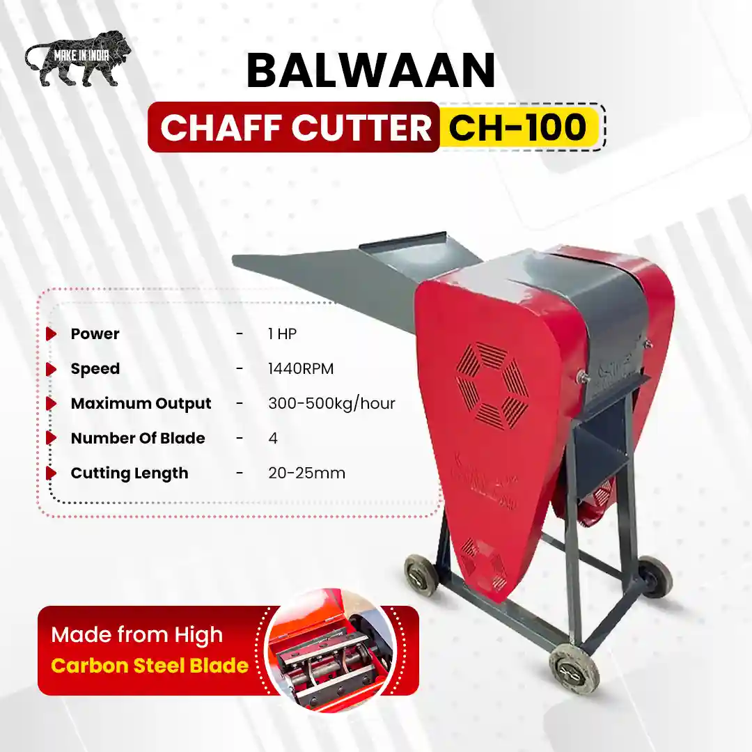Balwaan CH-100 Chaff Cutter Machine for Dairy Farming - 300–500 Kg/Hour Fodder Cutting Capacity - photo 3