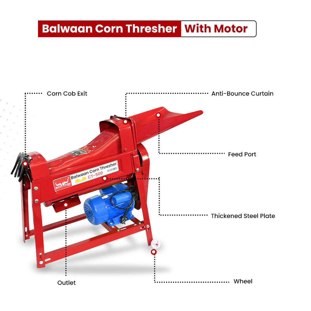 Balwaan Corn Thresher CT-500 With Motor (Red) - photo 2