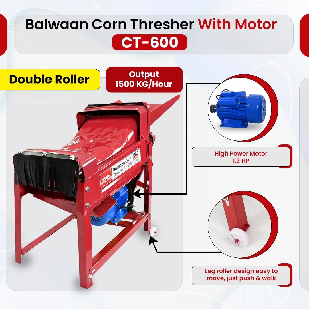 Balwaan Corn Thresher CT-600 With Motor (Red) - photo 6