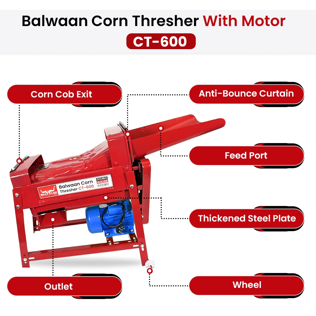 Balwaan Corn Thresher CT-600 With Motor (Red) - photo 2