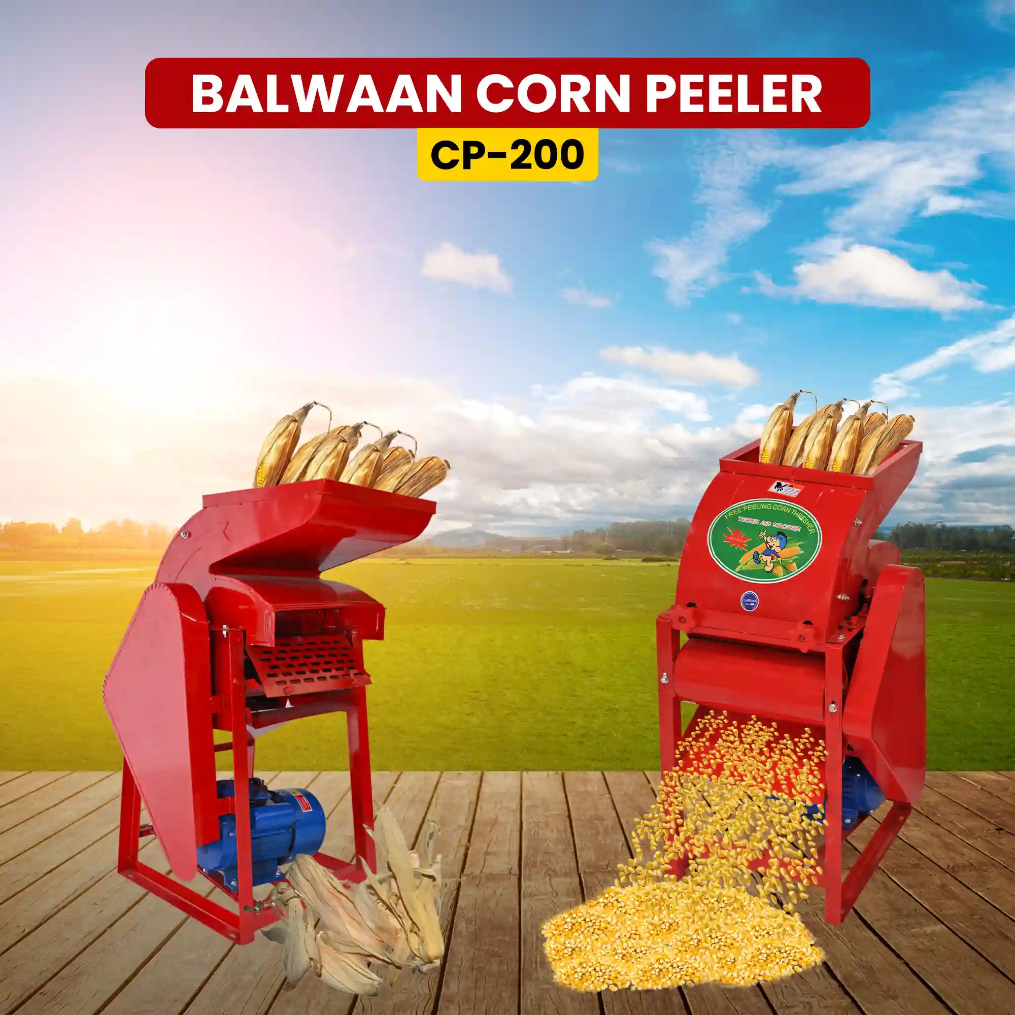 Balwaan CP-200 Corn Peeler Machine - 2 HP Copper Motor Maize Peeling & Threshing Machine - Dual-Function Corn Processing Machine - photo 3