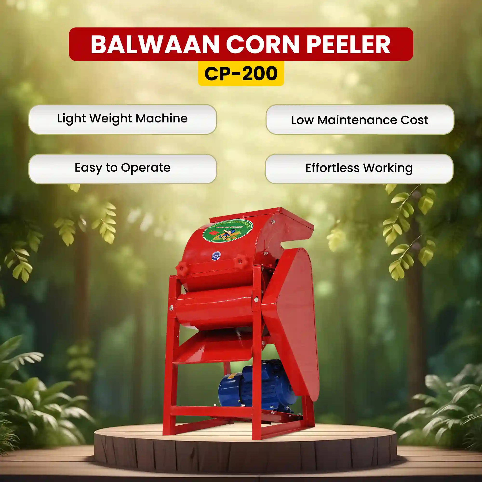 Balwaan CP-200 Corn Peeler Machine - 2 HP Copper Motor Maize Peeling & Threshing Machine - Dual-Function Corn Processing Machine - photo 4