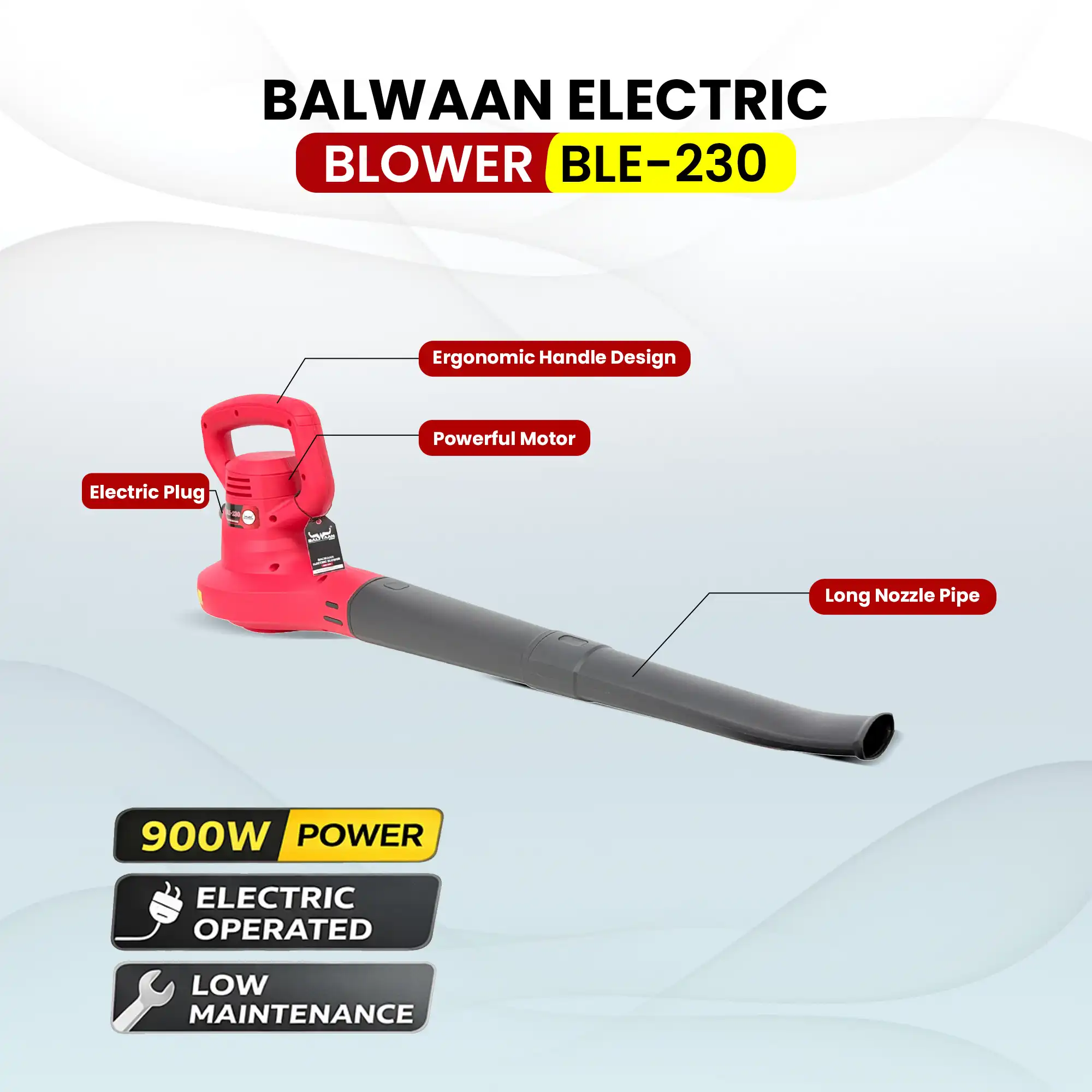 Balwaan Electric Blower BLE-230 – 900W High Speed Electric Air Blower for Cleaning & Drying - photo 2