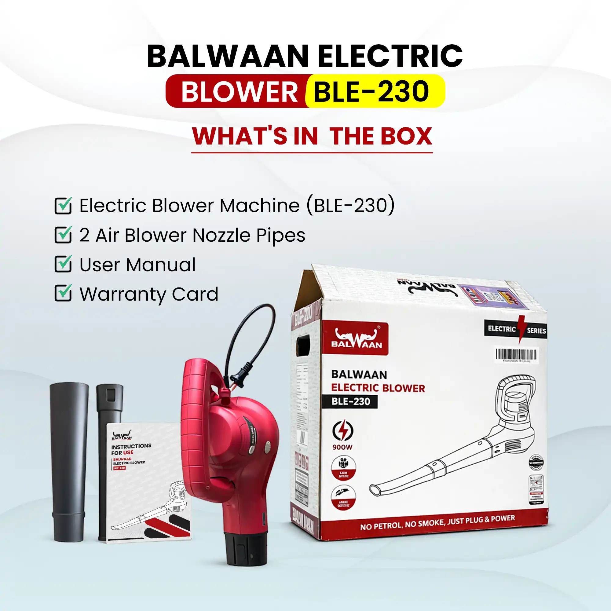 Balwaan Electric Blower BLE-230 – 900W High Speed Electric Air Blower for Cleaning & Drying - photo 8