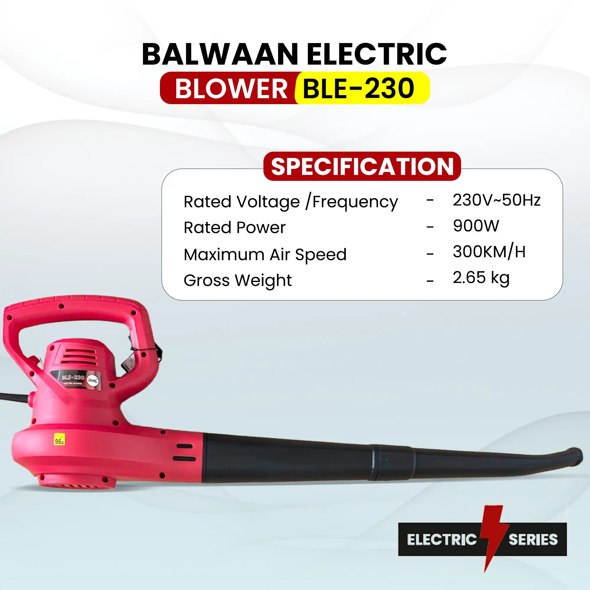 Balwaan Electric Blower BLE-230 – 900W High Speed Electric Air Blower for Cleaning & Drying - photo 5