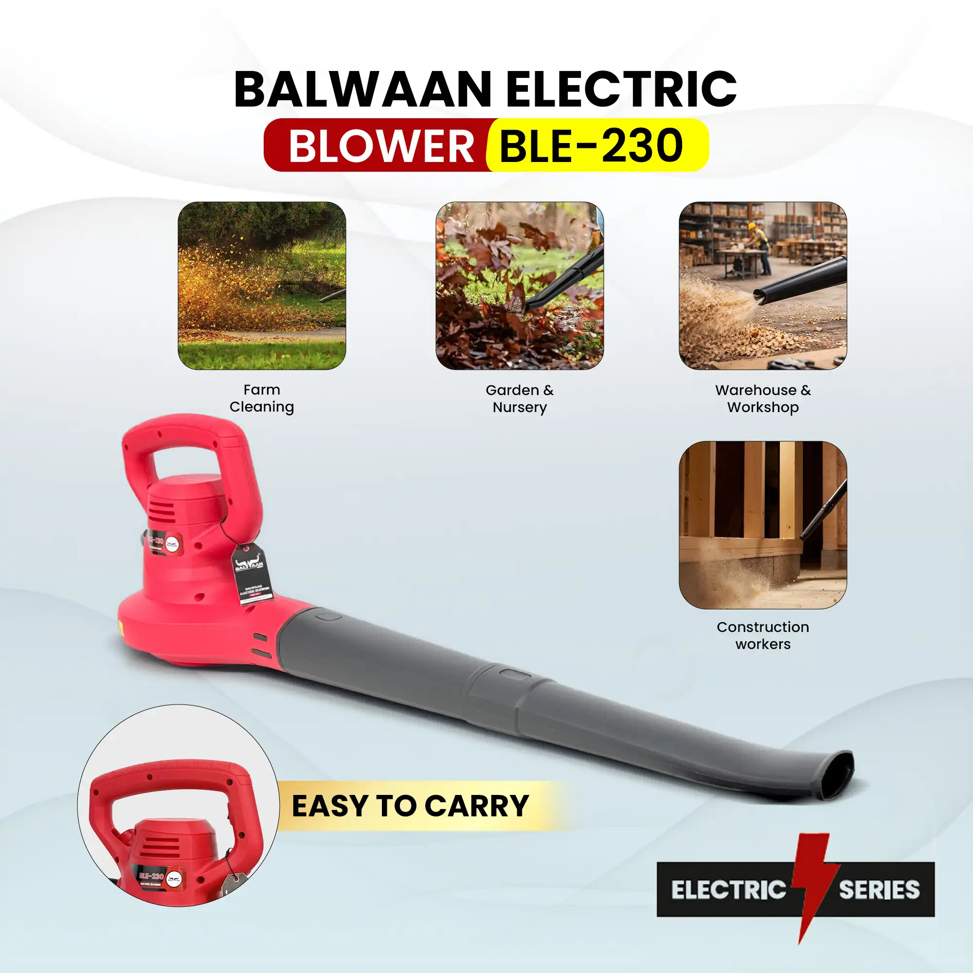 Balwaan Electric Blower BLE-230 – 900W High Speed Electric Air Blower for Cleaning & Drying - photo 6
