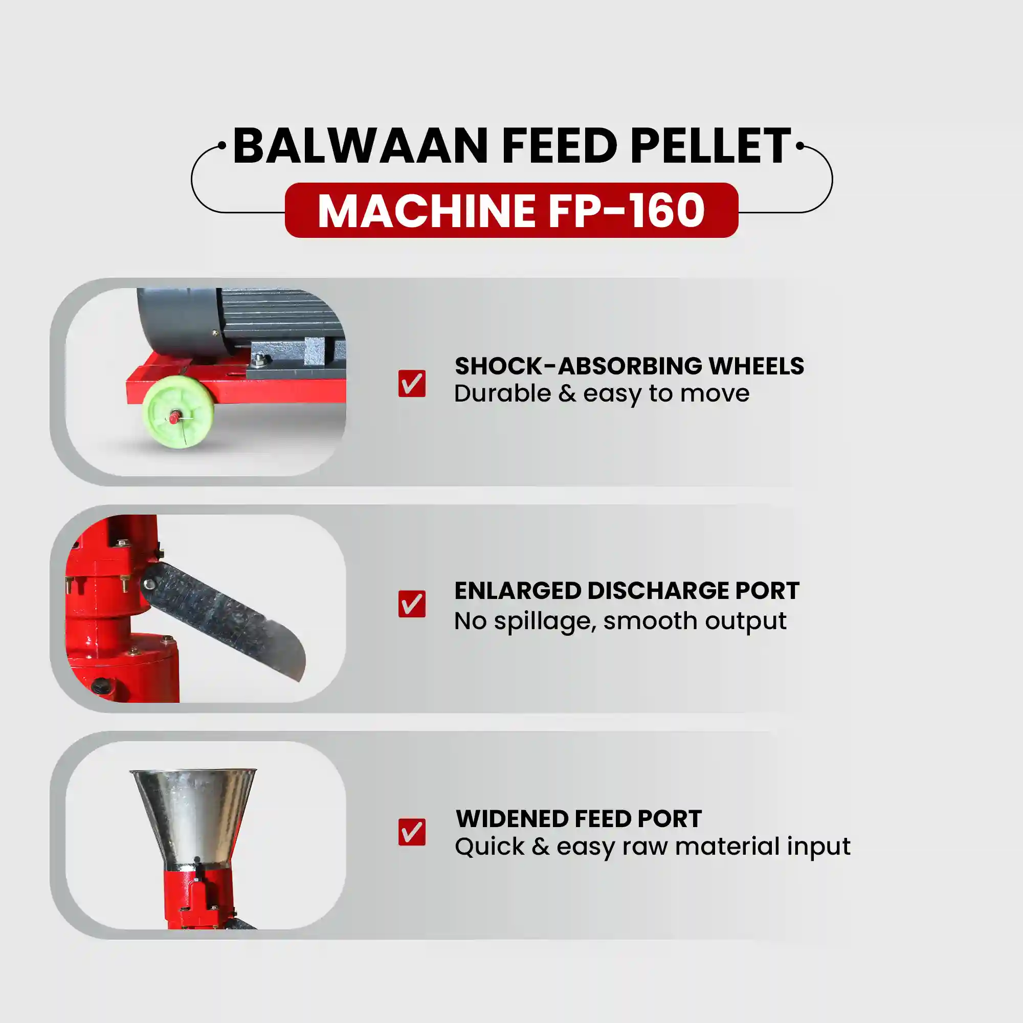 Balwaan Feed Pellet Machine FP-160 - 5HP Copper Motor - 100-130 kg/h Productivity - Professional Cattle & Poultry Feed Maker - photo 6
