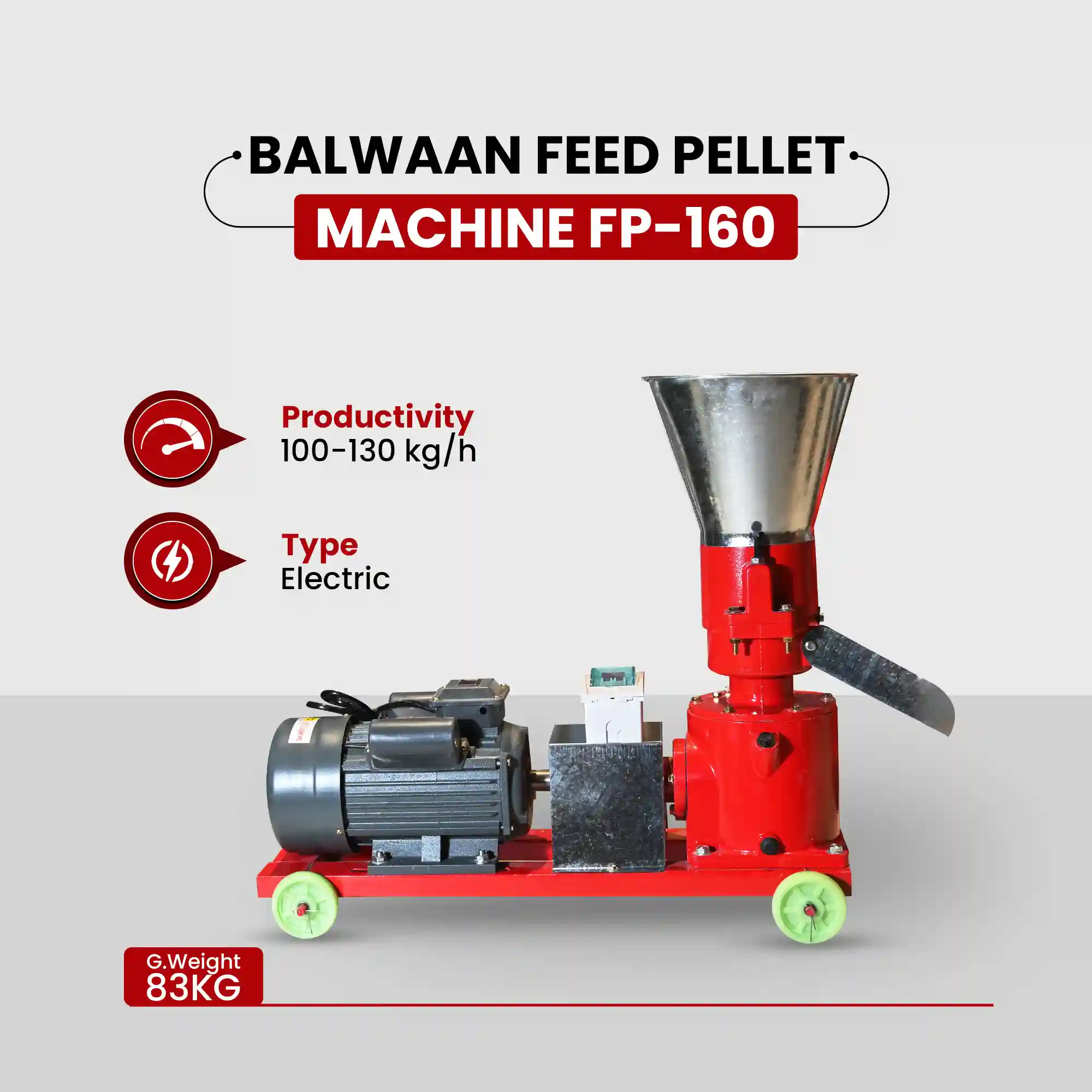 Balwaan Feed Pellet Machine FP-160 - 5HP Copper Motor - 100-130 kg/h Productivity - Professional Cattle & Poultry Feed Maker - photo 7