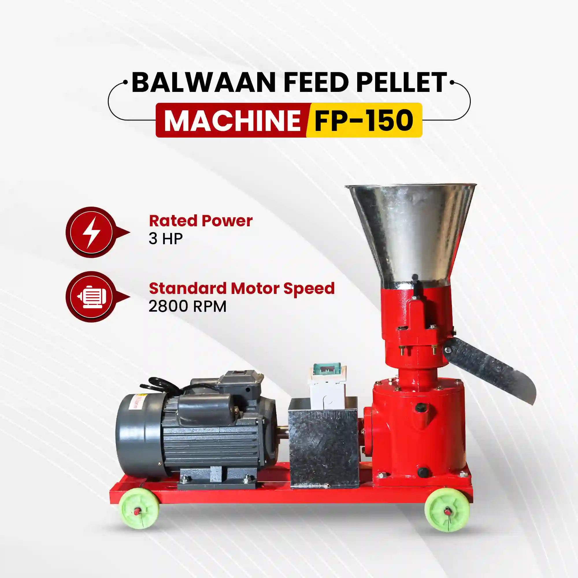 Balwaan FP-150 Feed Pellet Machine - 4 HP Copper Motor, 2800 RPM Cattle & Poultry Feed Maker with 3mm Pellet Die - Best for Livestock Farming - photo 6