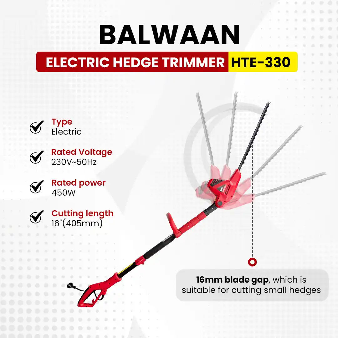 Balwaan High-Power Electric Hedge Trimmer HTE-330 For Clean & Easy Garden Trimming - photo 2