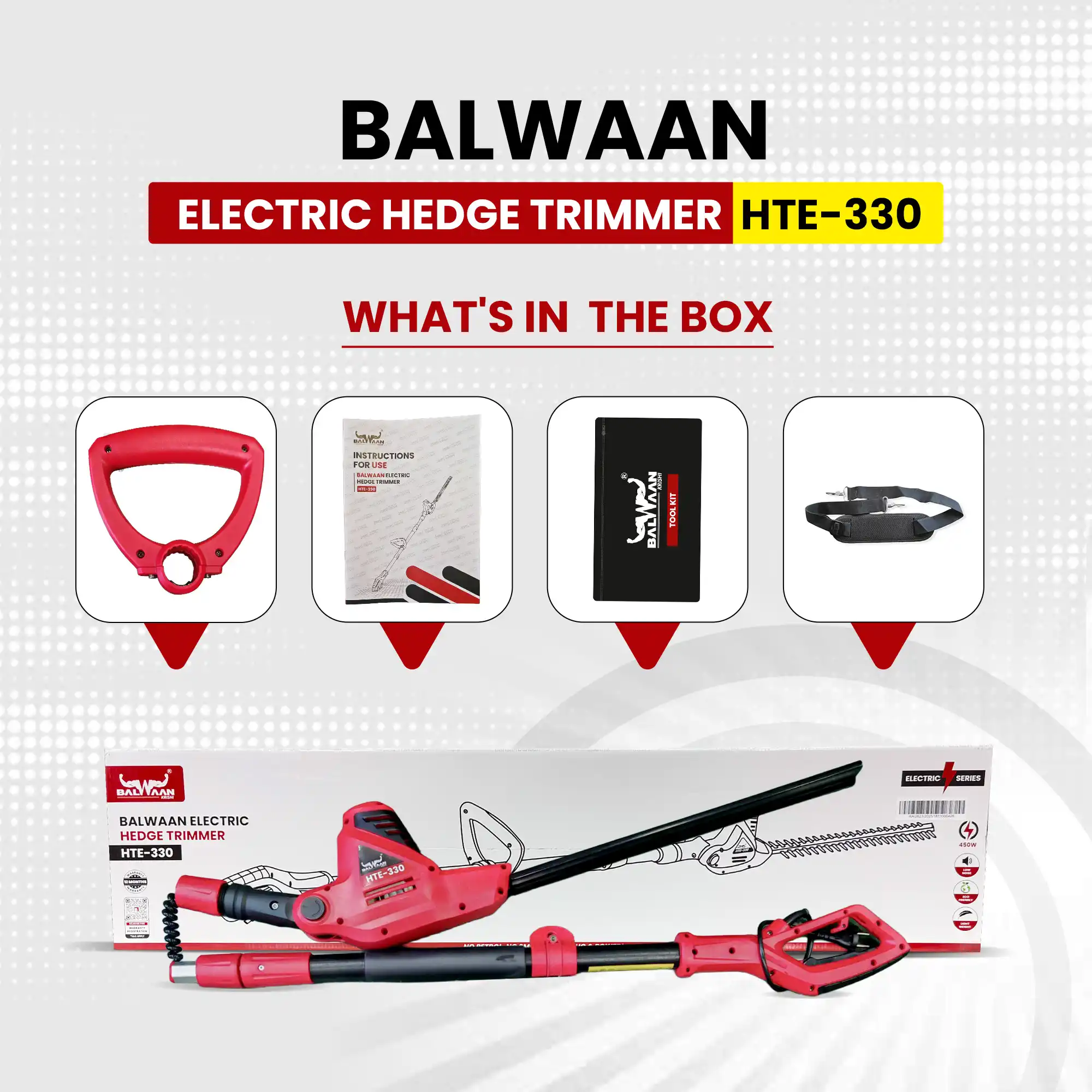 Balwaan High-Power Electric Hedge Trimmer HTE-330 For Clean & Easy Garden Trimming - photo 5