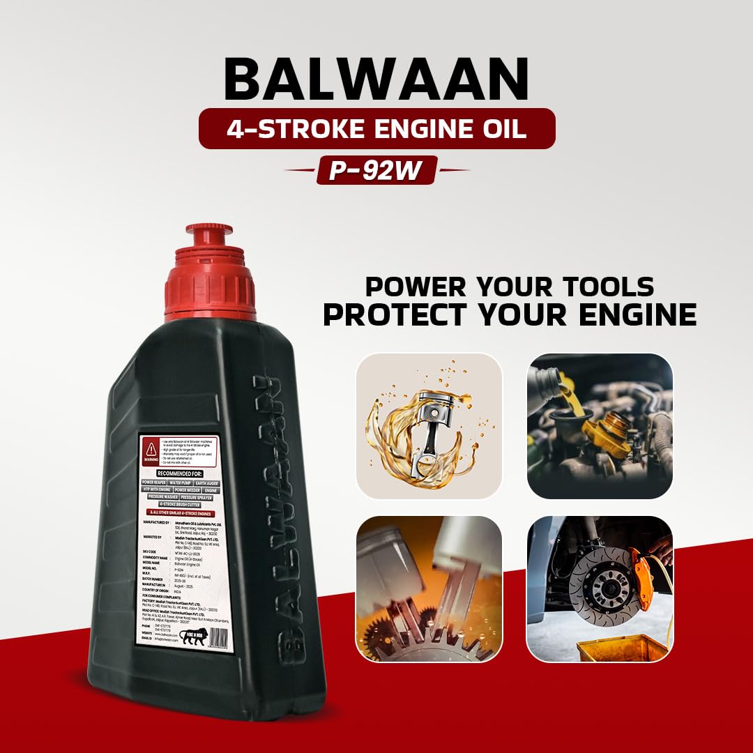 Balwaan Krishi Premium 4-Stroke Engine Oil (P-92W) - 650ml - High Heat Stability - Rust Guard - photo 2