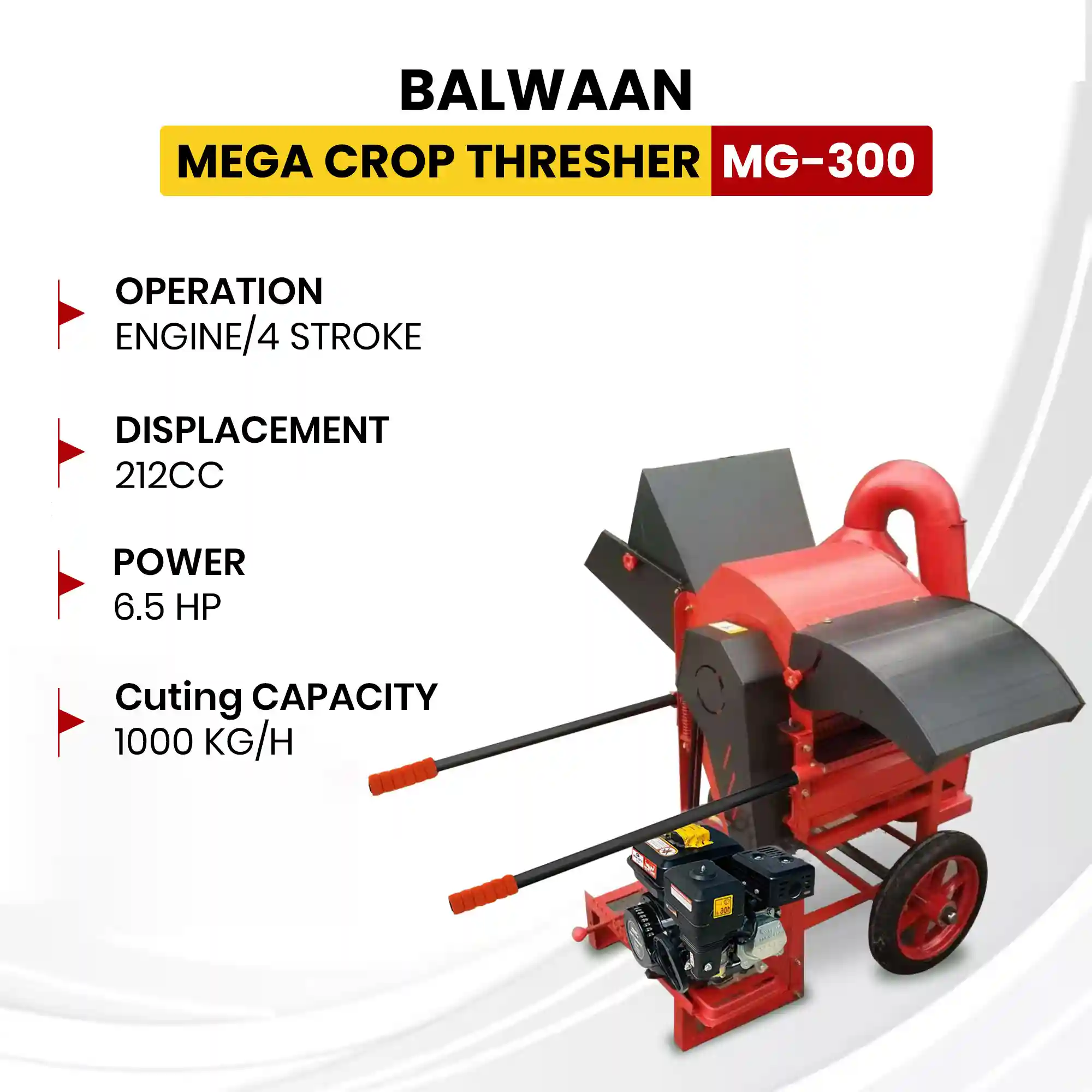 Balwaan Mega Crop Thresher MG-300 - 6.5 HP Engine - 1000 kg/h Capacity - Multi-Crop Threshing Solution - photo 5