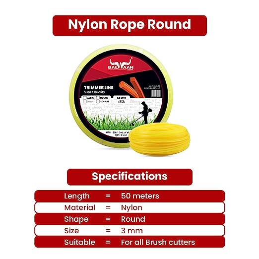 Balwaan Nylon Rope 3mm 50 Meters-Round (Yellow) - photo 6