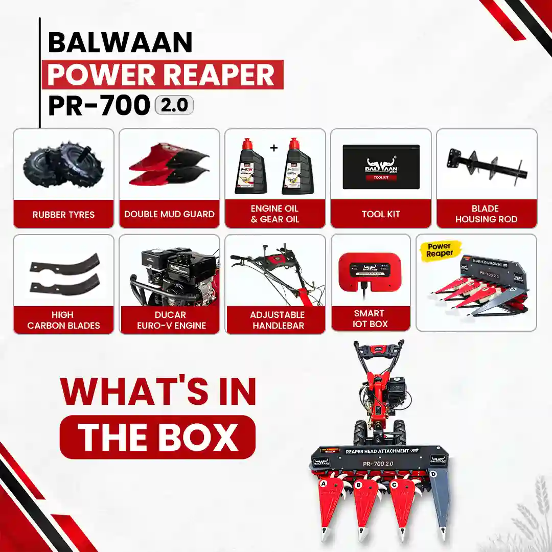 Balwaan PR-700 2.0 Power Reaper (BP-700 2.0+RA-100) - 7 HP 212cc Petrol 3-Row Crop Harvester - photo 2