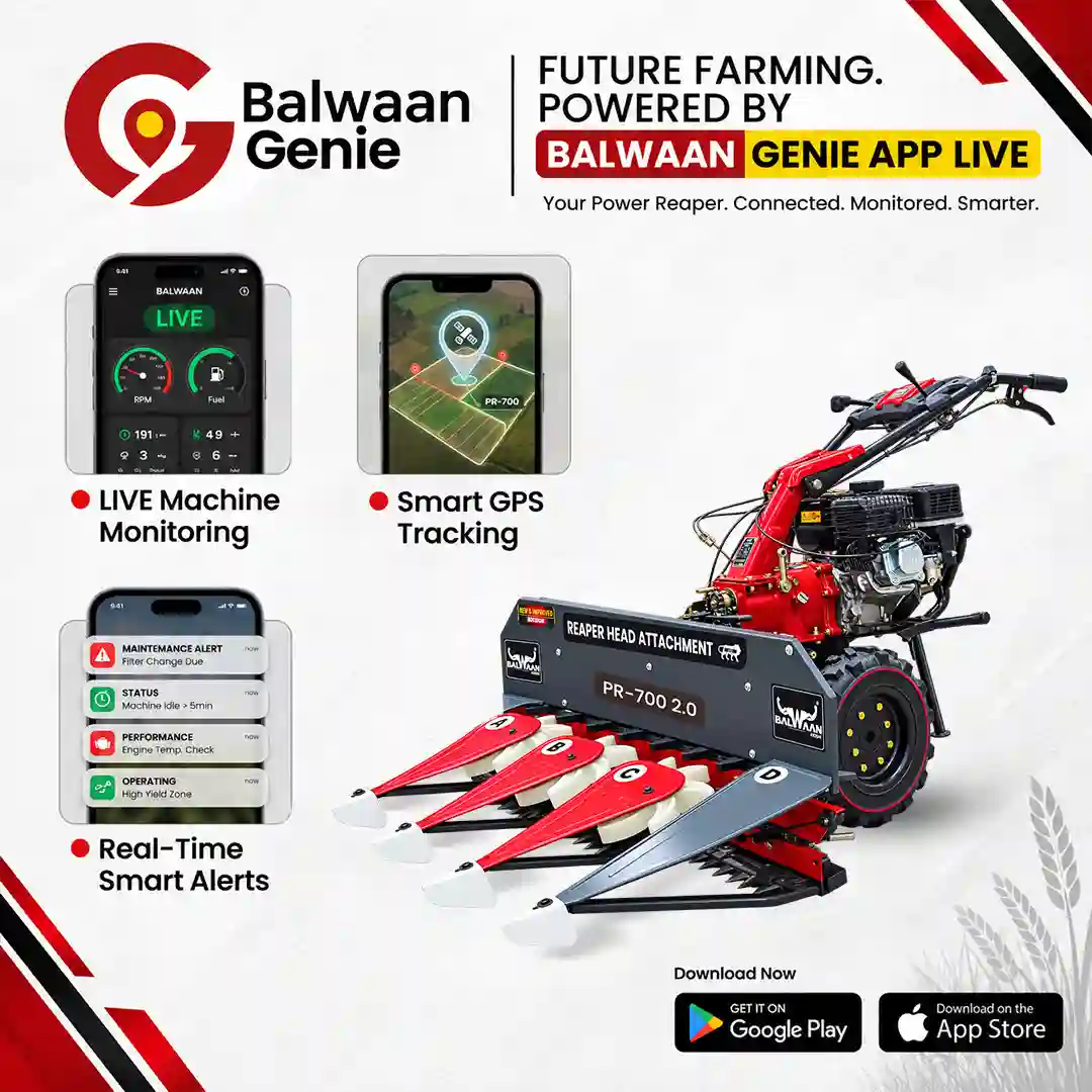 Balwaan PR-700 2.0 Power Reaper (BP-700 2.0+RA-100) - 7 HP 212cc Petrol 3-Row Crop Harvester - photo 3