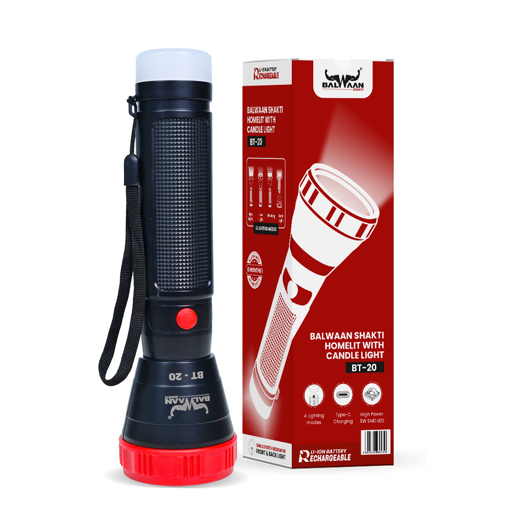 Balwaan Rechargeable BT-20 LED Search Light Torch - Candle Light - Best for Trekking, Agricultural, Outdoor Activities - photo 4