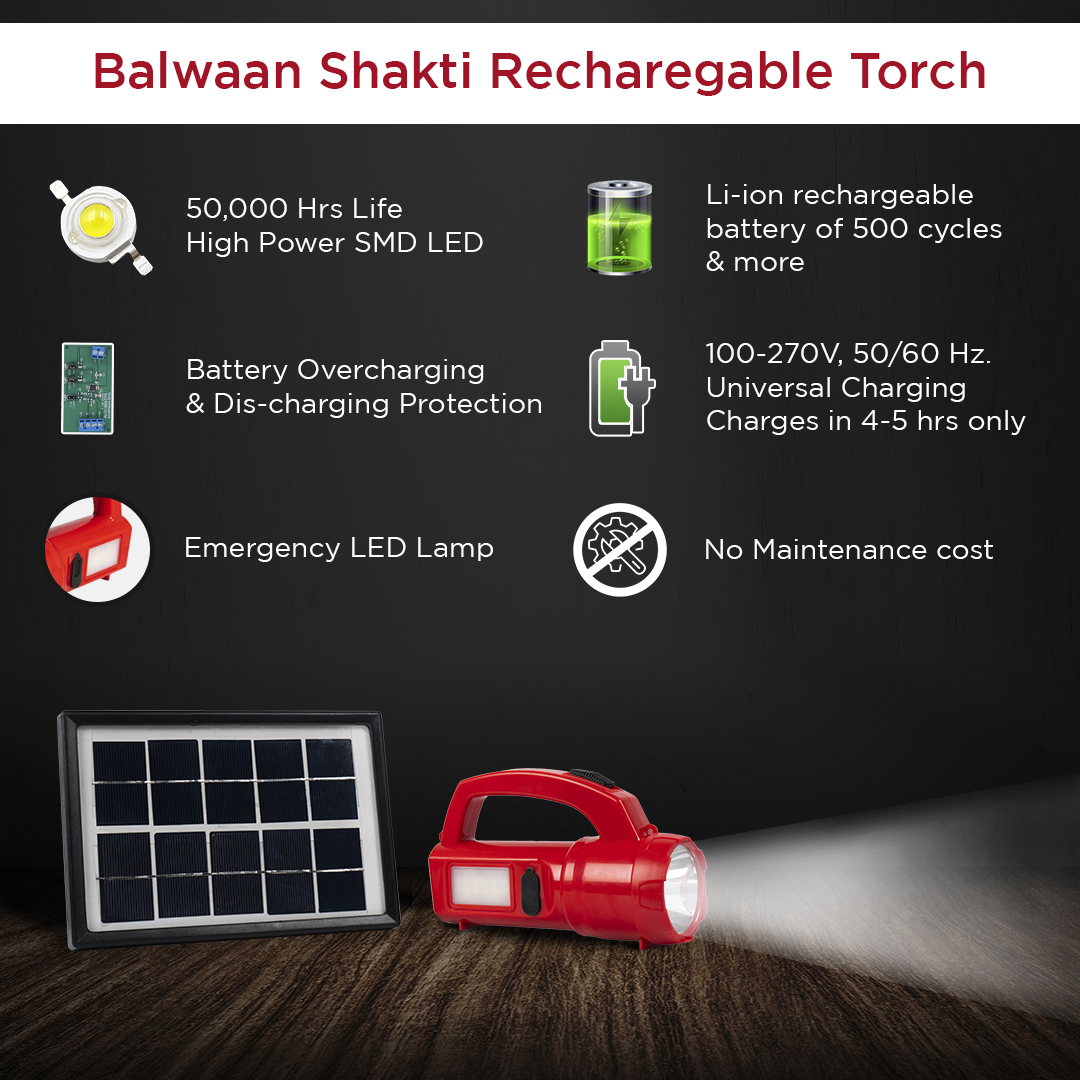 Balwaan Shakti Jugnoo Torch with Solar (BSJS-3W24) - photo 4