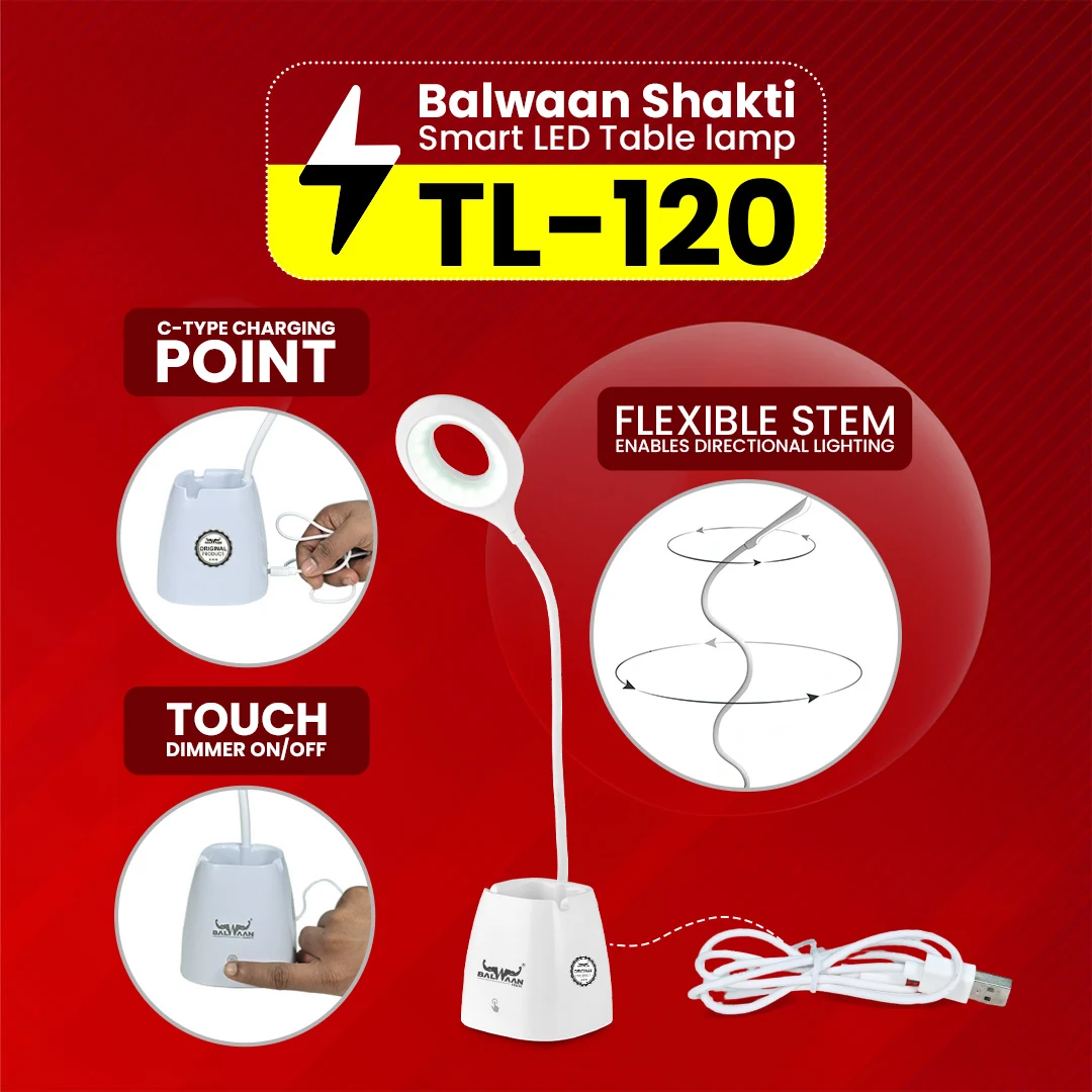Balwaan Shakti Smart LED Table Lamp - TL-120 - Touch Control - Flexible Neck & 3 Light Modes - photo 4