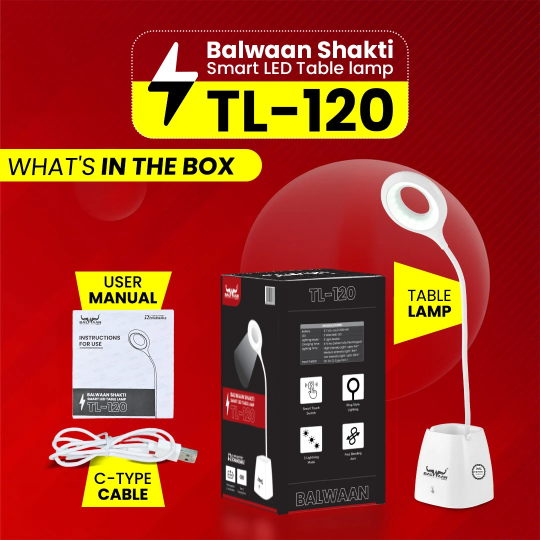 Balwaan Shakti Smart LED Table Lamp - TL-120 - Touch Control - Flexible Neck & 3 Light Modes - photo 7