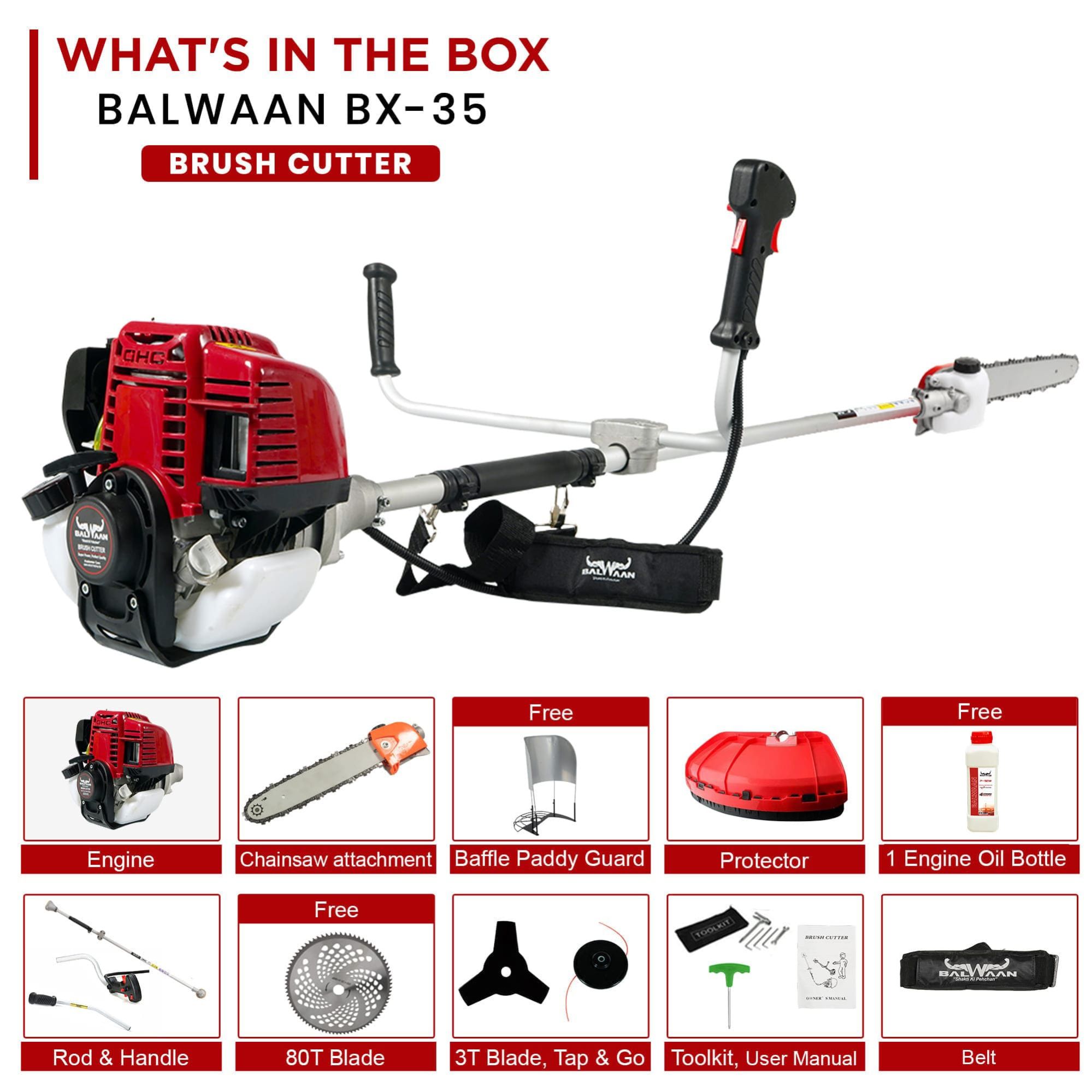 Balwaan Side Pack Crop Cutter with Chainsaw - 35cc - photo 3