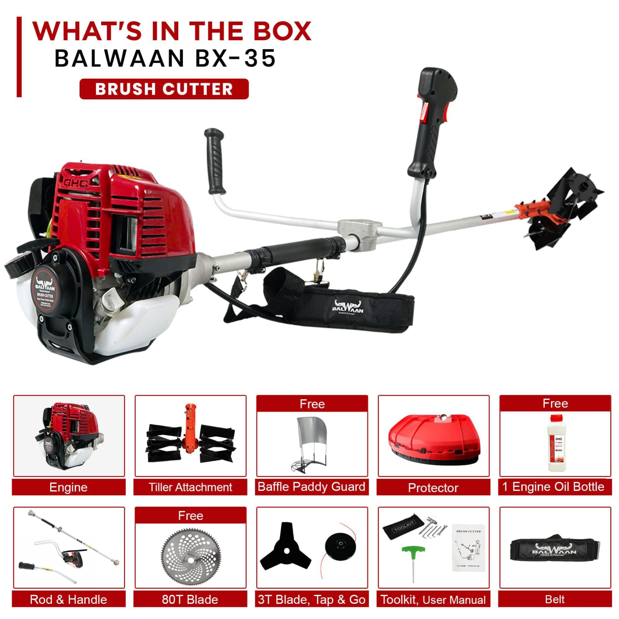 Balwaan Side Pack Crop Cutter with Tiller - 35cc - photo 4