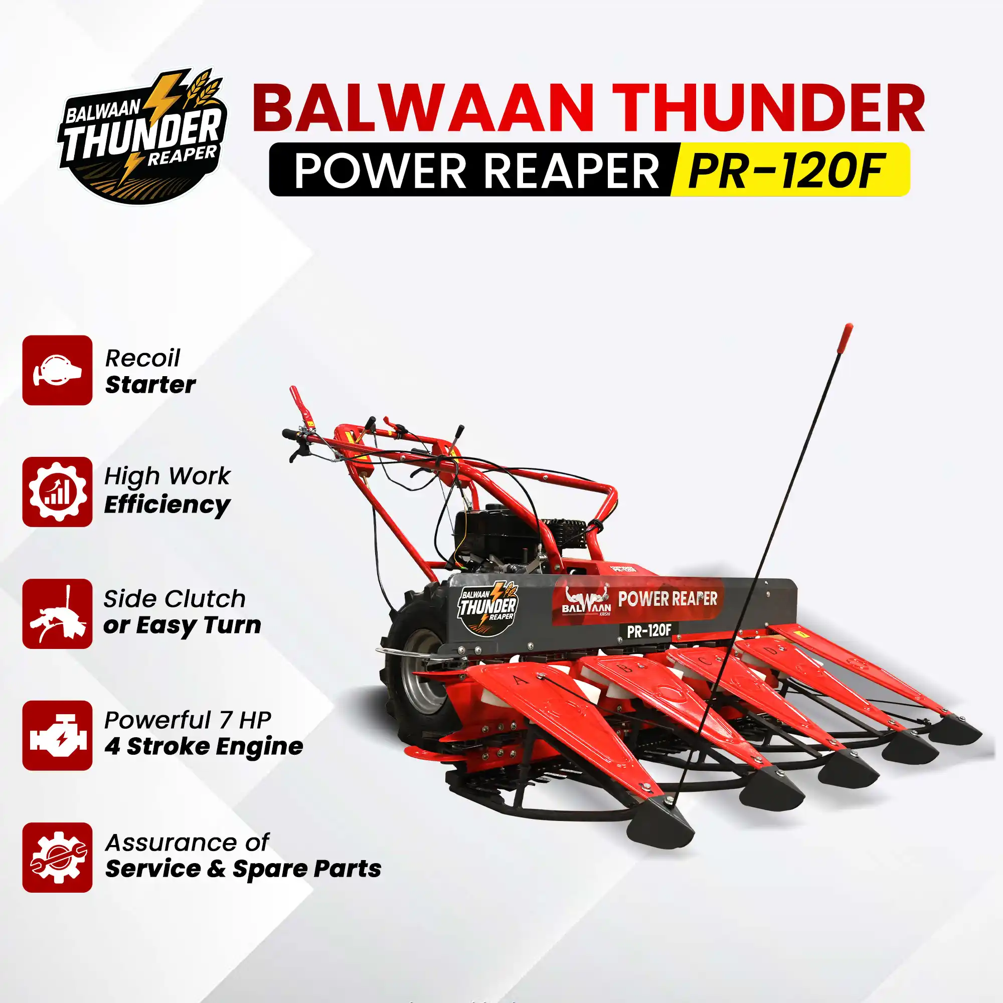 Balwaan Thunder Power Reaper PR-120F - Heavy-Duty 212cc Crop Harvester for Wheat Rice & Millet - photo 3