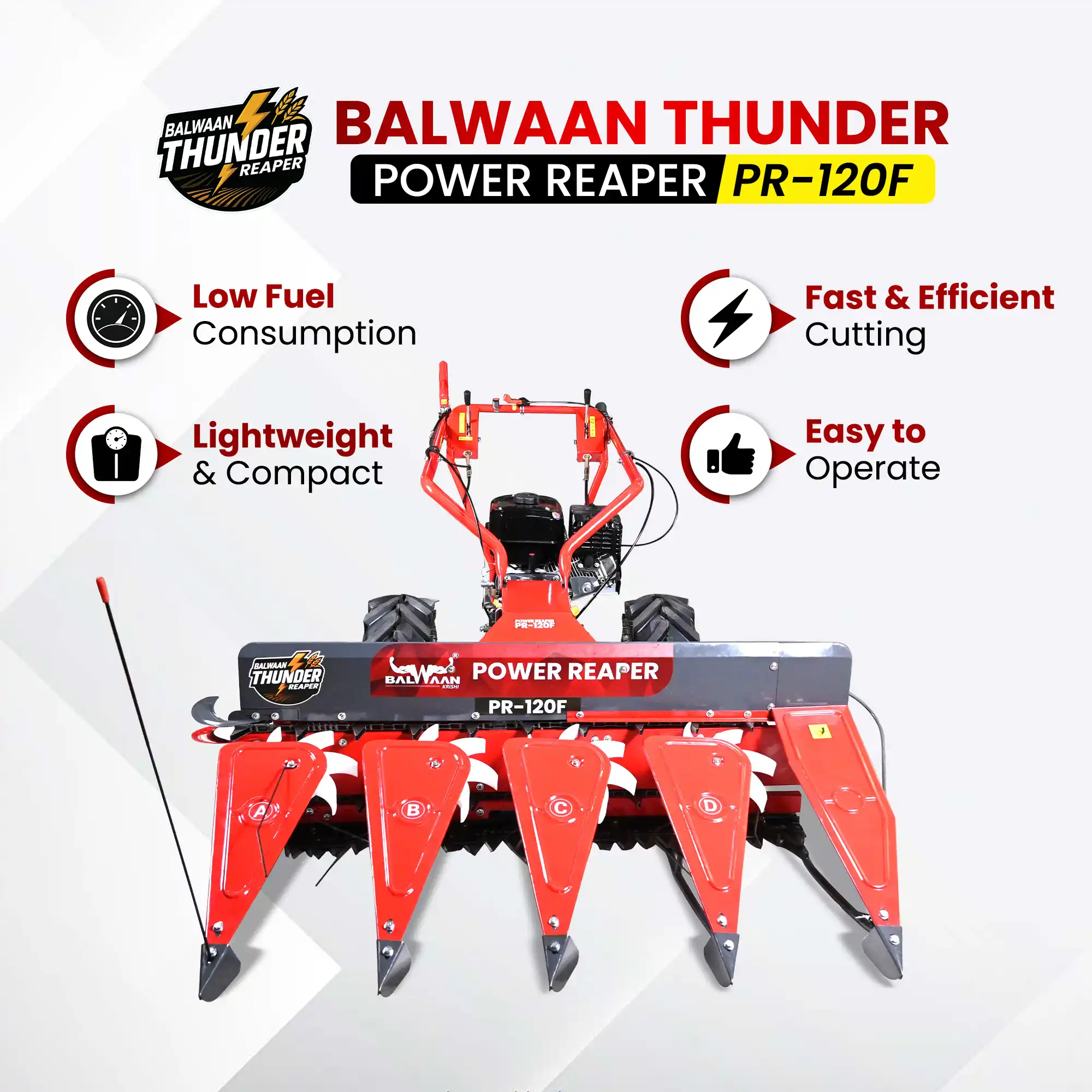 Balwaan Thunder Power Reaper PR-120F - Heavy-Duty 212cc Crop Harvester for Wheat Rice & Millet - photo 2