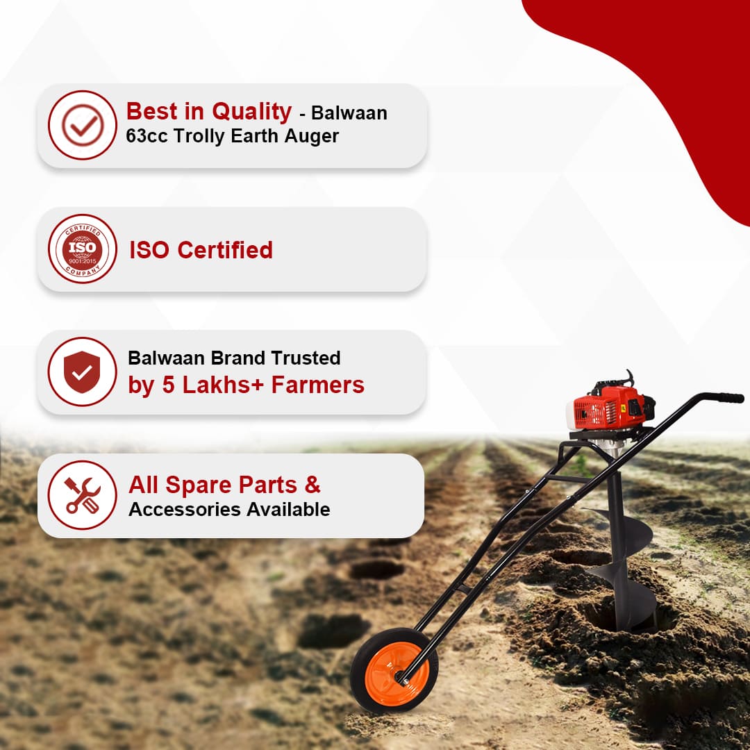 Balwaan Trolly Earth Auger with 8 Inch & 12 Inch Planter - 63cc - photo 3