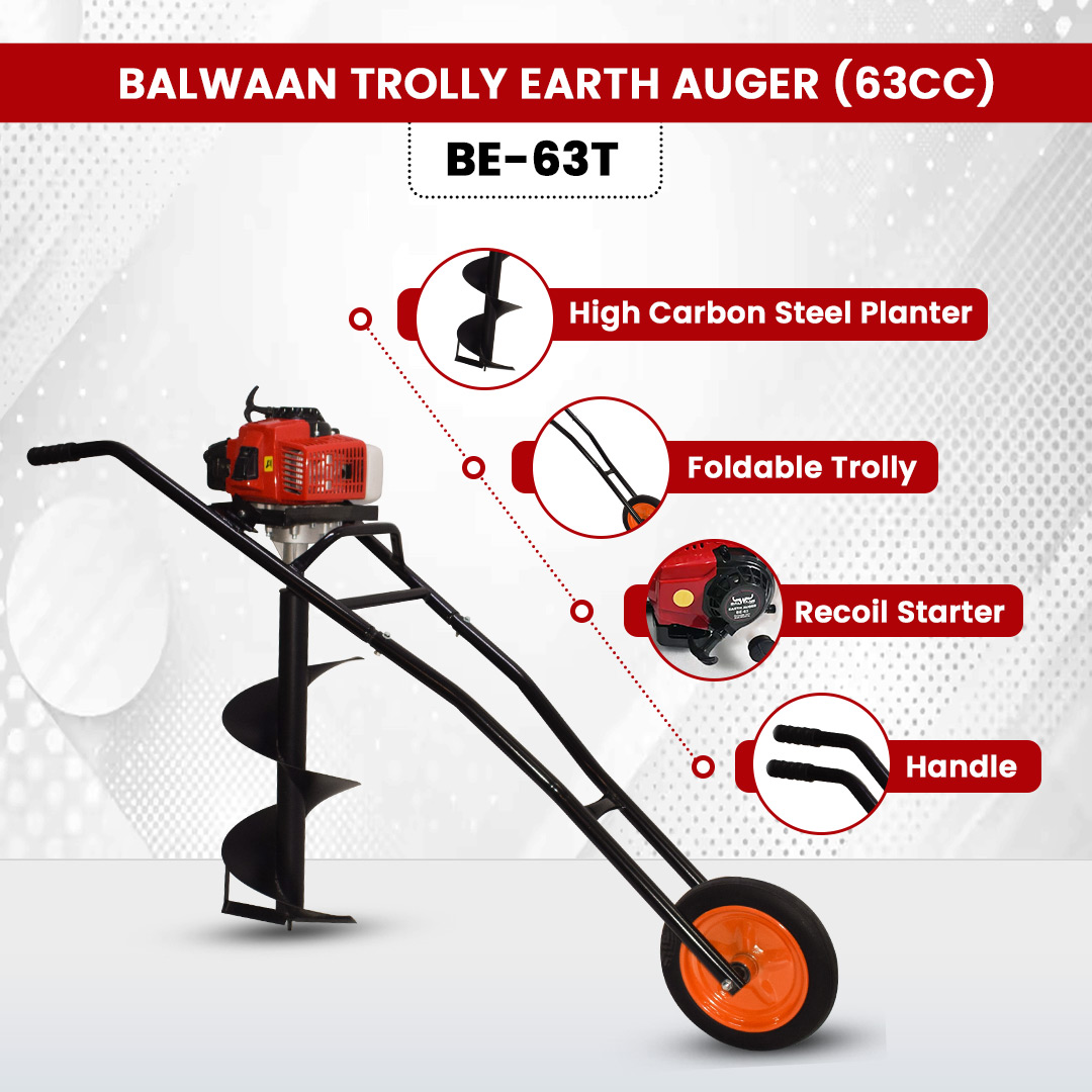 Balwaan Trolly Earth Auger with 8 Inch & 12 Inch Planter - 63cc - photo 4