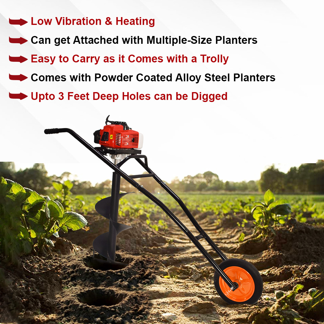 Balwaan Trolly Earth Auger with 8 Inch & 12 Inch Planter - 63cc - photo 6