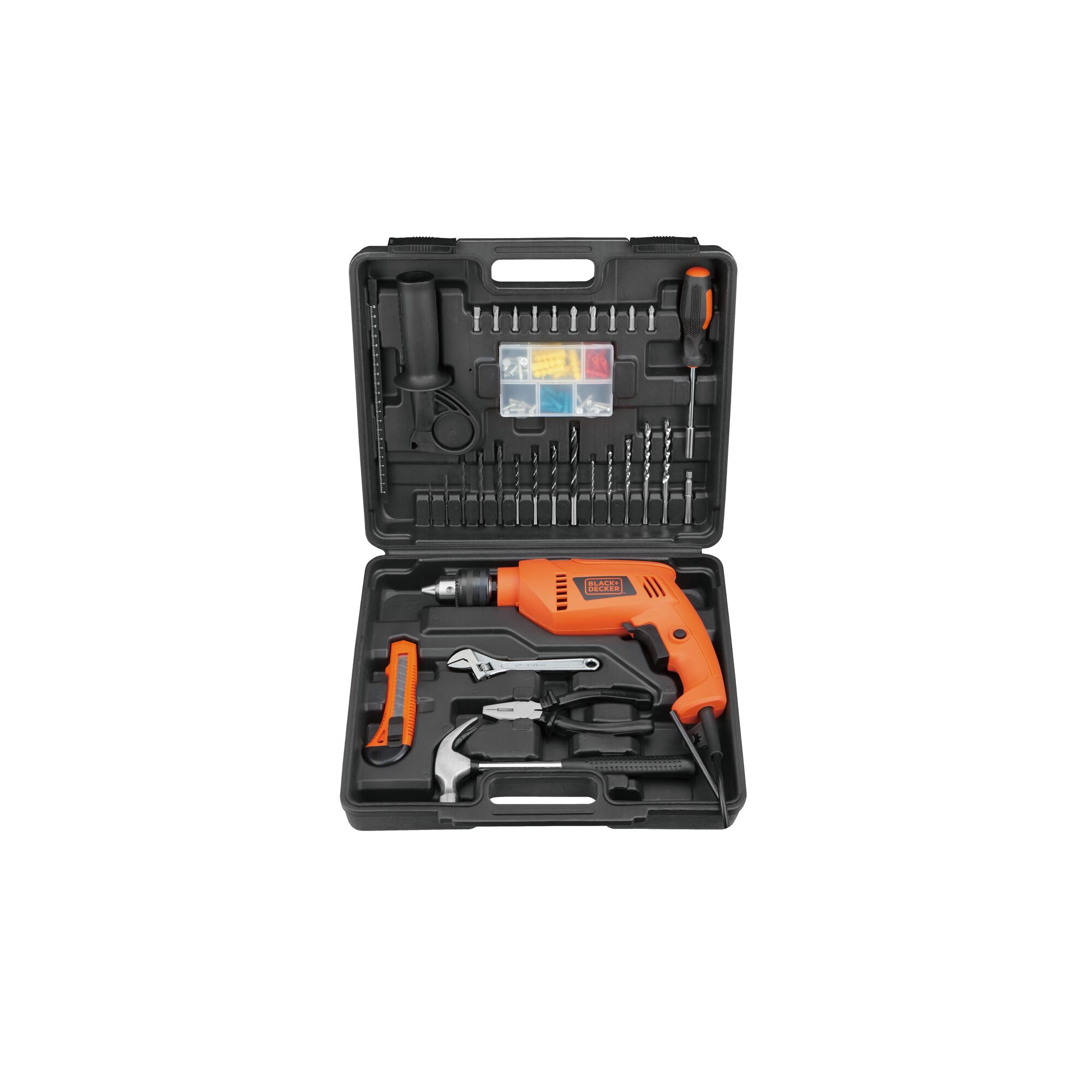 BLACK+DECKER HD555KMPR-B1 550W 13mm Hammer Drill With Kitbox With 100 Pcs