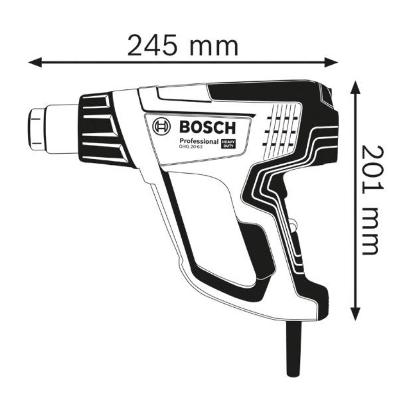 Bosch GHG 20-63 2000-Watt PVC Professional Heat Gun (Blue), Pack of 1 - photo 2