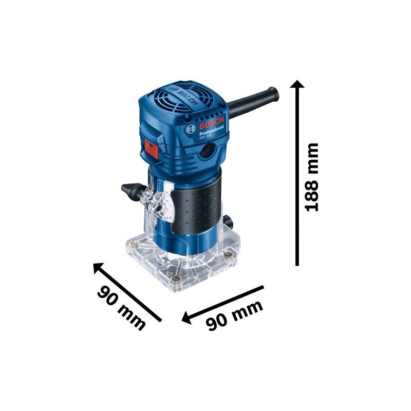 Bosch GKF 550 Electric Hand / Palm Router, 550W, 33,000 rpm, 6 (1/4") mm Bit, Variable Speed, Soft Grip,1.4kg + Parallel, Roller & Template Guide, 17 mm & 10 mm Spanner, Straight Bit, 1 Year Warranty - photo 2