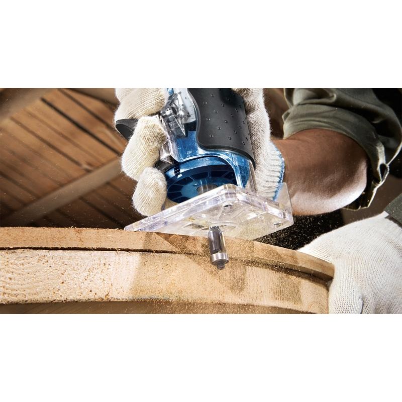 Bosch GKF 550 Electric Hand / Palm Router, 550W, 33,000 rpm, 6 (1/4") mm Bit, Variable Speed, Soft Grip,1.4kg + Parallel, Roller & Template Guide, 17 mm & 10 mm Spanner, Straight Bit, 1 Year Warranty - photo 4