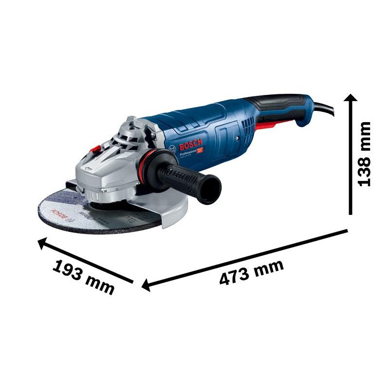 Bosch GWS 24-180 Heavy Duty Angle Grinder, 2,400W, M14, 180 mm Disc dia., 8,500 rpm, Protection Switch, 5.7 kg + Accessories, 1 Year Warranty - photo 2